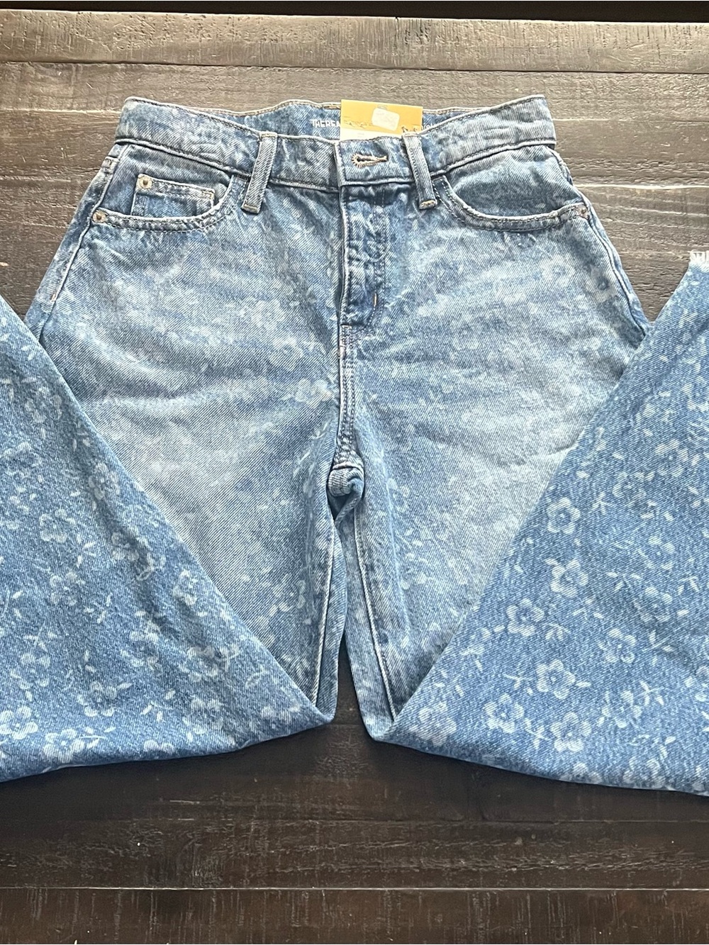 Kids Light Blue Floral Wash Denim Jeans